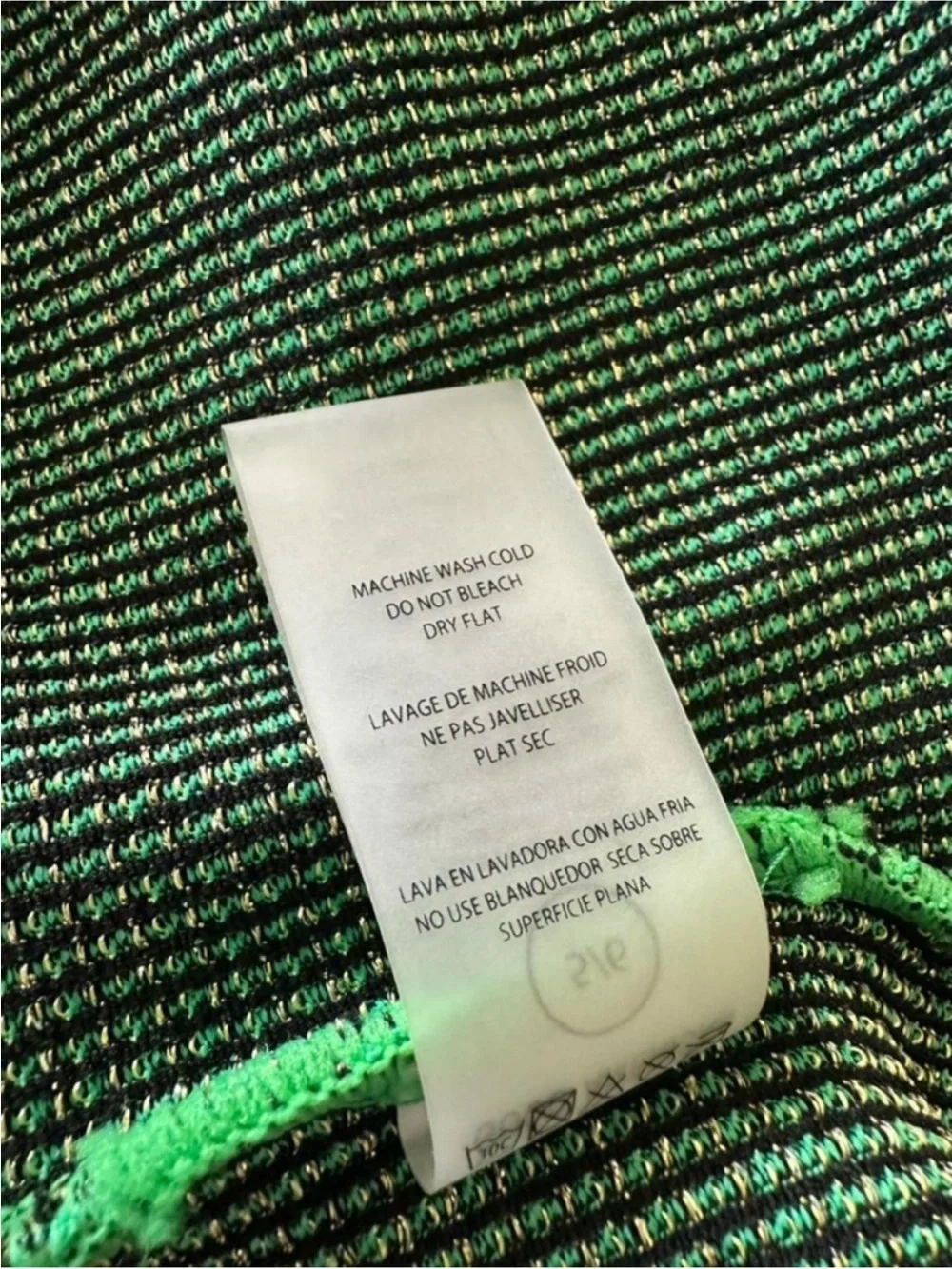 GOOD AMERICAN Always Fits Green Metallic One Shoulder Bodysuit / Swimsuit Ribbed - Picture 6 of 7